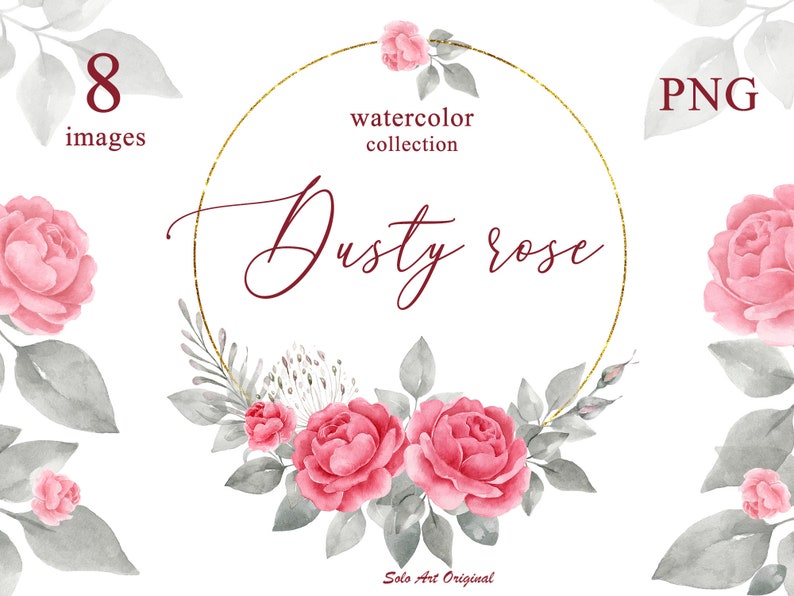 Dusty Rose Floral Frame Clipart Png Jpeg Watercolor Wreath With Red Flowers Clip Art Vintage Style Invitation Greeting Card Scrapbooking Clip Art Art Collectibles Jesuskidsng Org