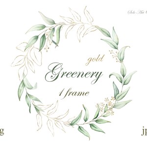 Greenery Circle Frame Floral Wreath Eucalyptus Green Gold Botanical ...