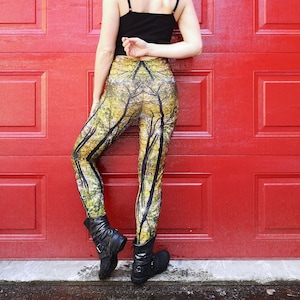 Gyro Park Forest Yoga Leggings, Collant, Leggings naturali, Pantaloni Yoga, Abbigliamento Yoga, Arte della natura, Abbigliamento da festival, Made in Canada, Alberi, Athleisure