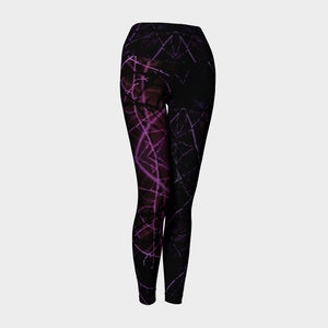 Night Bright Yoga Leggings, Tree Tights, Black Leggings, Yoga Pants, purple leggings, pink, Festival wear, Made in Canada, black tights