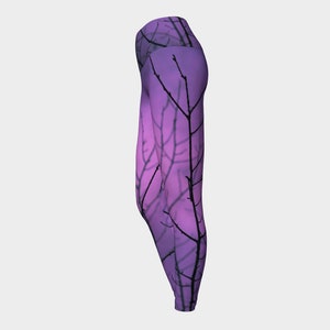Twilight Yoga Leggings, Tree Tights, Tree Leggings, Yoga Pants, purple leggings, pink, Festival wear, Made in Canada, Nature Tights, Nature