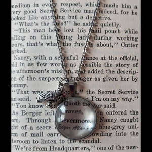 The Raven Edgar Allan Poe Necklace Jewelry Quote Classic Literature Poetry Poem