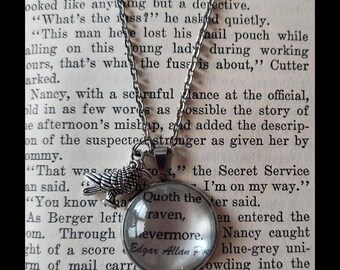 The Raven Edgar Allan Poe Necklace Jewelry Quote Classic Literature Poetry Poem