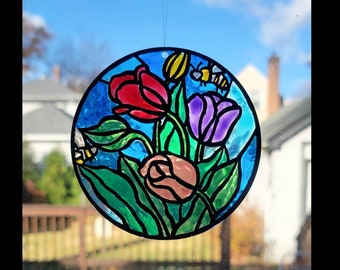 BLACK & RED YELLOW Richmond Rugby Kit Stained Glass Suncatcher