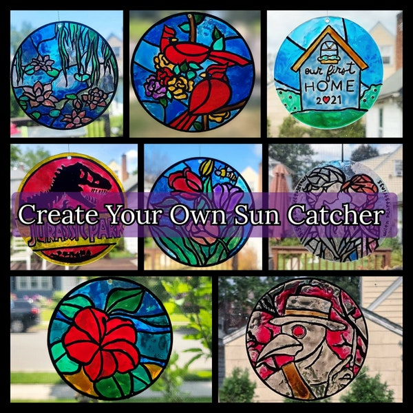 Custom Stained Glass Sun, movies, TV shows, horror, fantasy, sci-fi pop culture Customizable Order Create your own design. paint, suncatcher