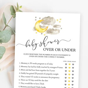 Over or Under Baby Shower Game Printable Games Baby Shower - Etsy