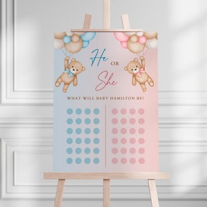 He or She What Will Baby Be, Teddy Bear Gender Reveal Idea Gender Guess, Cast Your Vote Gender Reveal, We Can Bearly Wait Boy or Girl