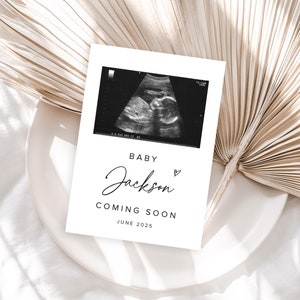Gepersonaliseerde babyaankondigingskaart, bewerkbaar zwangerschapsaankondigingsteken, minimalistische zwangerschapskaart, babyshower foto prop