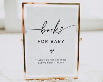 Books for Baby Sign, Baby Shower Decor, First Library Sign, Printable Download