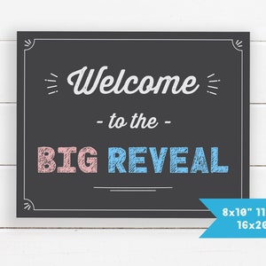 Chalkboard Gender Reveal Welcome Sign, Welcome Chalkboard Banner, Welcome to the Gender Reveal Sign Printable, Gender Reveal Decoration