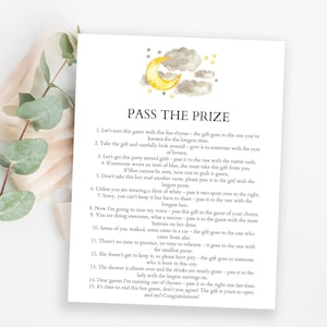 Pass the Prize Baby Shower Game, Twinkle Twinkle Little Star Baby Shower, Baby Shower Prize, Gender Neutral Games, Moon and Stars Theme