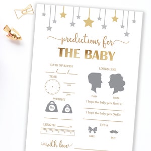 Baby-Vorhersagekarten, Vorhersagen für das Baby, geschlechtsneutrale Babyvorhersage, Gender Reveal-Vorhersagekarten, Twinkle Twinkle Little Star