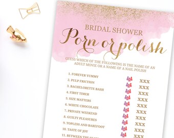 Porn or Polish Bridal Game | Printable Fun Bachelorette Games | Pink Bridal Shower Hen Party | Hen's Night | Bachelorette Party Hen Do Game