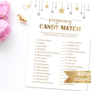 Schwangerschaft Candy Match, Baby Shower Candy Spiel, Schwangerschaft wie süß es ist, Twinkle Twinkle Little Star Theme, geschlechtsneutrale Baby Spiele
