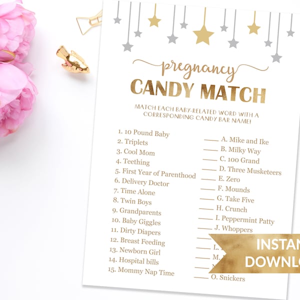 Pregnancy Candy Match, Baby Shower Candy Game, Pregnancy How Sweet It Is, Twinkle Twinkle Little Star Theme, Gender Neutral Baby Games