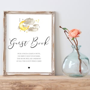 Guest Book Baby Shower Sign, Guestbook Gender Neutral Baby Shower, Moon and Stars Theme, Twinkle Twinkle Little Star, Printable Sign