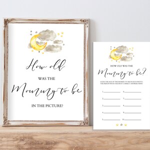 How Old Was Mommy-To-Be, Gender Neutral Baby Shower Games, Twinkle Twinkle Little Star, Moon and Stars Theme, Guess Mommy&#39;s Age in the Photo