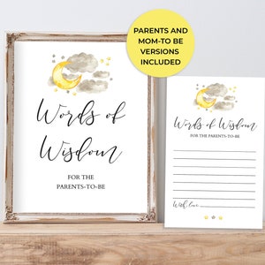 Conseils pour les futurs parents, conseils pour le signe et les cartes de maman-à-être, paroles de sagesse imprimables, Twinkle Twinkle Little Star Baby Shower