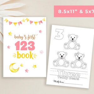 Il primo libro con i numeri del bambino, il libro da colorare per il baby shower, il tema del baby shower per le neonate, le pagine dei numeri da colorare