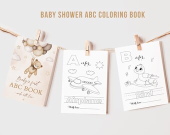 Kolorowanka z alfabetem na baby shower, pierwsza książka z alfabetem dla dziecka
