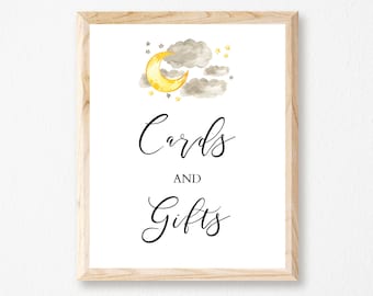 Cards and Gifts Sign, Baby Shower Gifts and Cards, Twinkle Twinkle Little Star, Moon and Stars