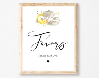 Baby Shower Favors, Favors Sign, Twinkle Twinkle Little Star Baby Shower, Moon and Stars