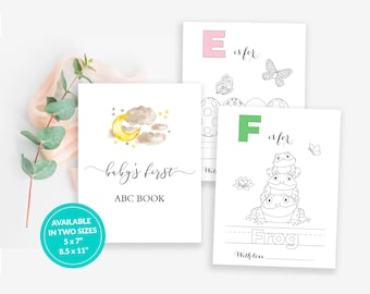 ABC Book Baby Shower, Alphabet Book Baby Shower, ABC Coloring Book, Storybook Baby Shower, Baby's First ABC Book, Printable Coloring Pages