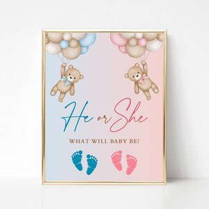 FRANSE Garçon ou Fille Bébé Voorspellingskaart teddybeer Gender Reveal Party Boy of Girl Baby Prediction Card afdrukbaar afbeelding 8