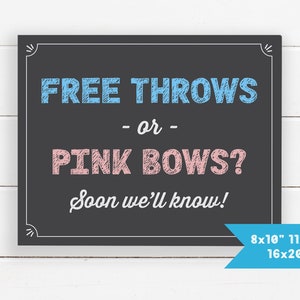 Free Throws or Pink Bows Gender Reveal Welcome Banner, Free Throws and Pink Bows Soon We Will Know, Gender Reveal Party Decoration