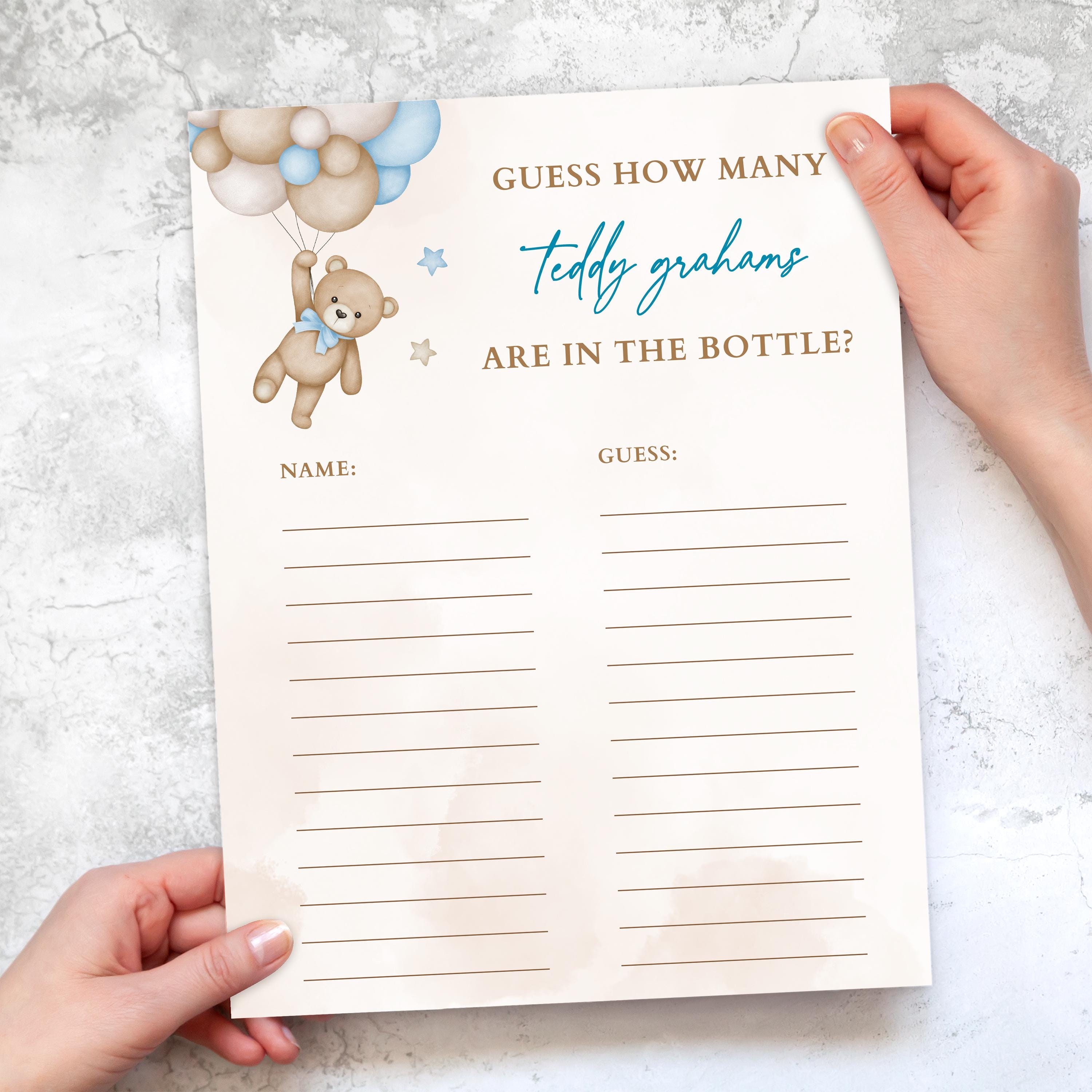 Guess How Many Teddy Grahams Sheet, Editable Guess How Many Game