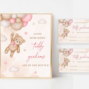 Orsacchiotto rosa Indovina quanti Teddy Graham ci sono nel cartello della bottiglia, Indovina quanti Teddy Graham possiamo aspettare orsalmente