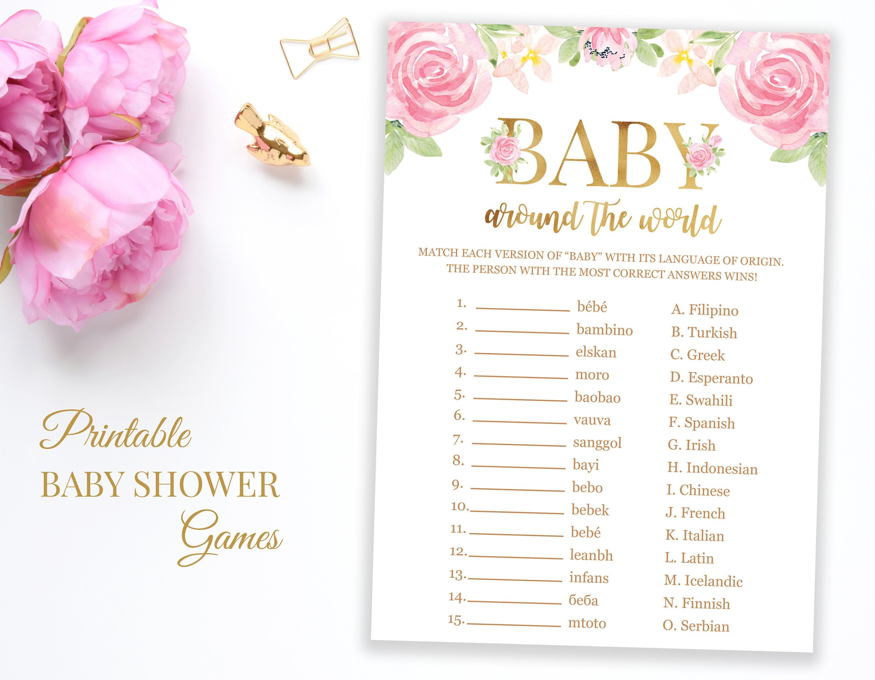 Baby Around The World Baby In Different Languages Baby Shower Etsy France