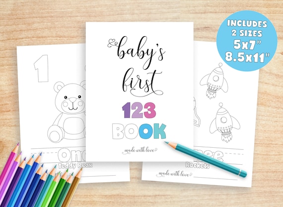 Download Baby S First Number Book Baby Shower Number Coloring Etsy