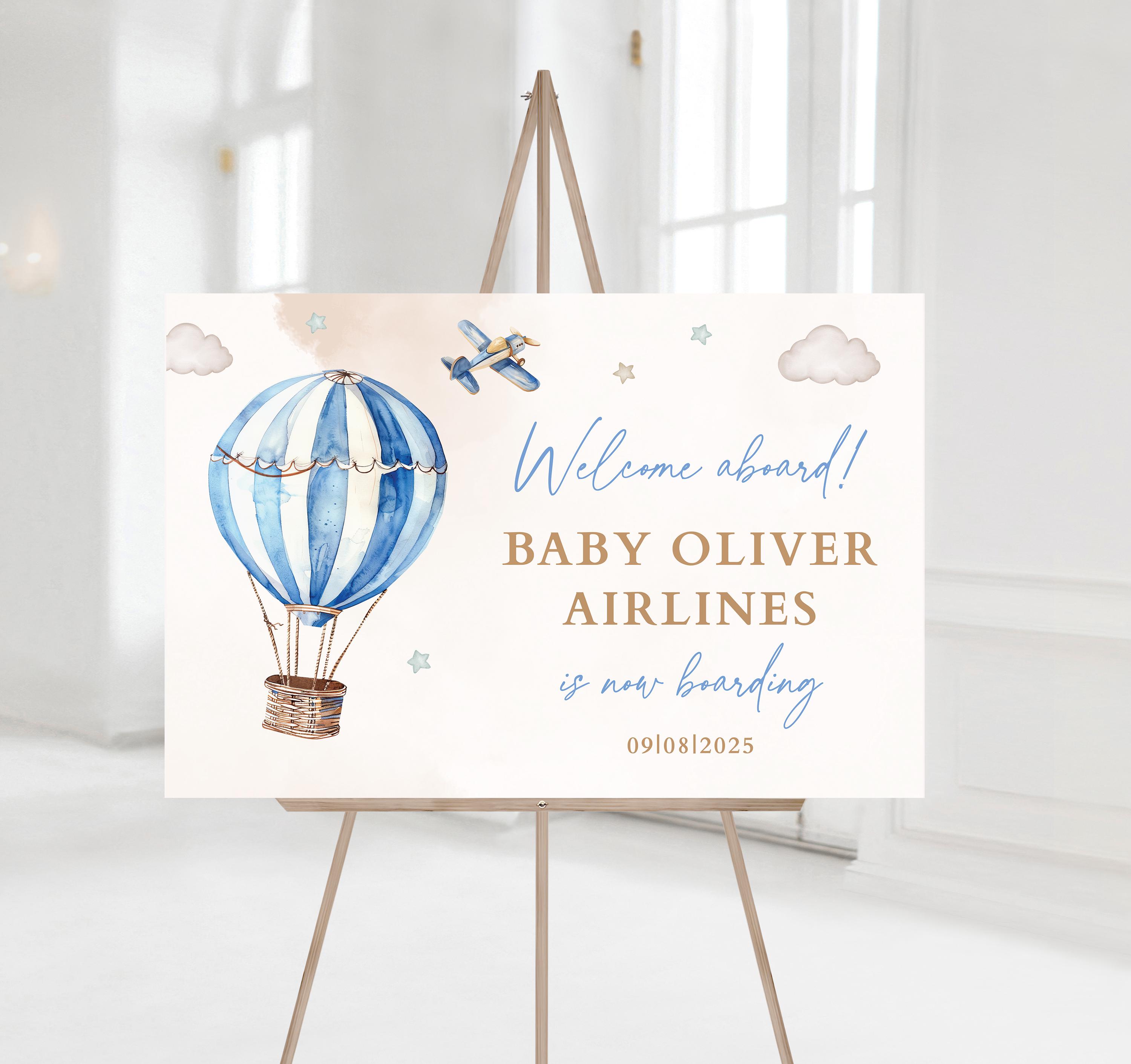 Hot Air Balloon and Airplane Welcome Banner, Travel Themed Baby Shower ...