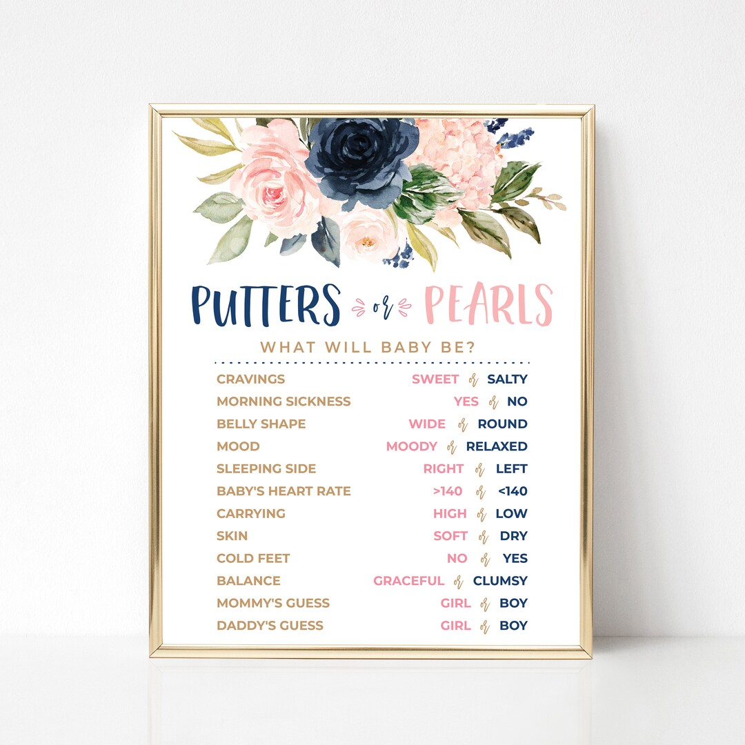 Putters or Pearls Old Wives Tales Printable Sign, What Will Baby Be