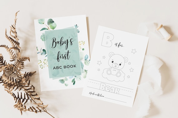Baby Shower ABC Coloring Book, Keepsake Activity
