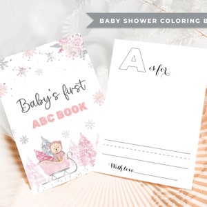 Coloring Baby Shower ABC Book, Winter Wonderland Theme Baby Shower, Baby's First Alphabet Book, Drawing Baby Shower