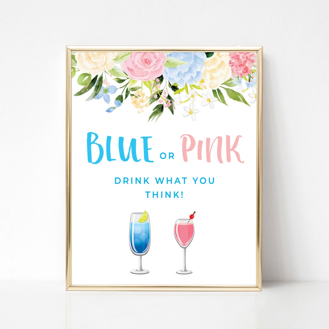 Blue or Pink Drink What You Think, Blue and Blush Gender Reveal Sign, Blue or Pink Guessing Game, Boy or Girl Gender Reveal Sign - Etsy blue-or-pink-drink-what-you-think-blue-and-blush-gender-reveal-sign-blue-or-pink-guessing-game-boy-or-girl-gender-reveal-sign-etsy