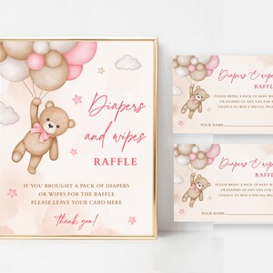Teddybär Windeln und Tücher Tombola, rosa Bär Baby Shower Windel Tombola Ticket, wir können Bärenhaft warten Dekoration für Baby Girl