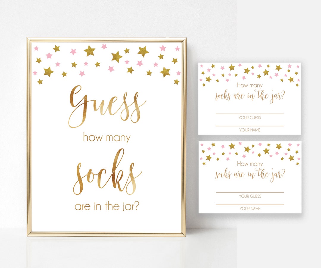 Guess How Many Socks Are in the Jar, Baby Socks Guessing Game, Pink and ...