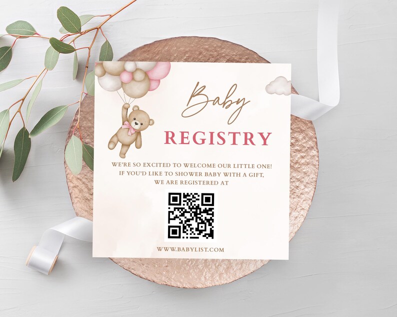 Pink Teddy Bear Baby Shower Welcome Poster, Girl Theme (editable ...