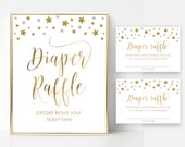 Diaper Raffle, Baby Shower Diaper Raffle Ticket, Printable Diaper Raffle Insert, Gender Neutral Star Theme Baby Shower, Twinkle Little Star