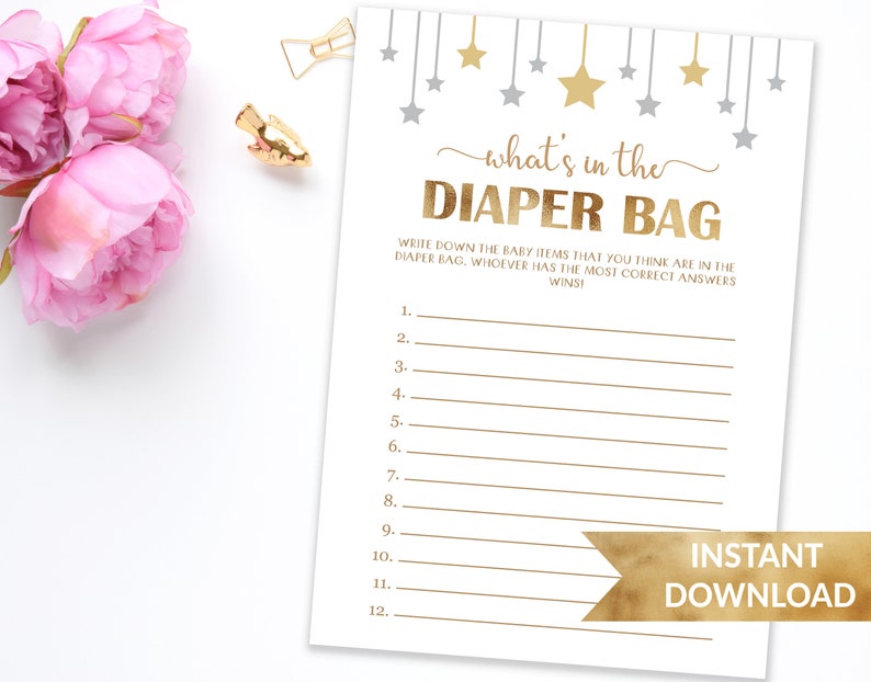 Guess What's in the Diaper Bag Baby Shower Guessing Game Etsy