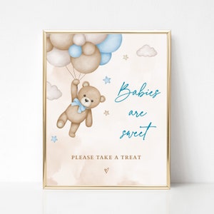Blue Boy Teddy Bear Guess How Many Teddy Grahams are in the Jar Game Sign and Card Baby Shower Sprinkle We Can Bearly Wait Game Printable image 5