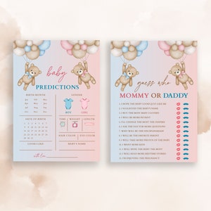 Bundle MODIFIABLE de jeux révélateurs de sexe avec des oursons en peluche, des jeux de baby shower avec des oursons roses et bleus, des jeux modifiables We Can Bealy Wait image 2