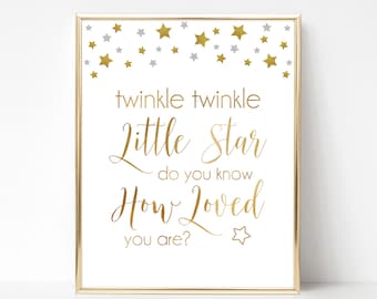 Twinkle Twinkle Little Star Do You Know How Loved You Are, Twinkle Twinkle Printable Baby Shower Signs, Twinkle Twinkle Nursery Wall Art