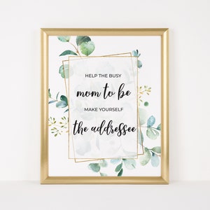 宛名サイン、宛名ベビーシャワーサイン、忙しいママのために宛名を自分で作る、グリーンのベビーシャワー、素朴なグリーンの装飾