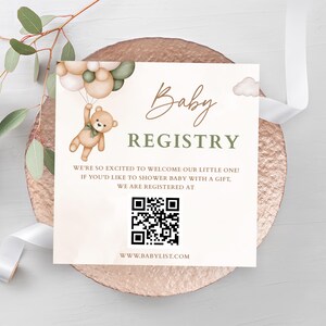 Sage Green Teddy Bear Thank You for Being Here Sign, Green Bear and Balloons Baby Shower Theme Gender Neutral, We Can Bearly Wait image 11