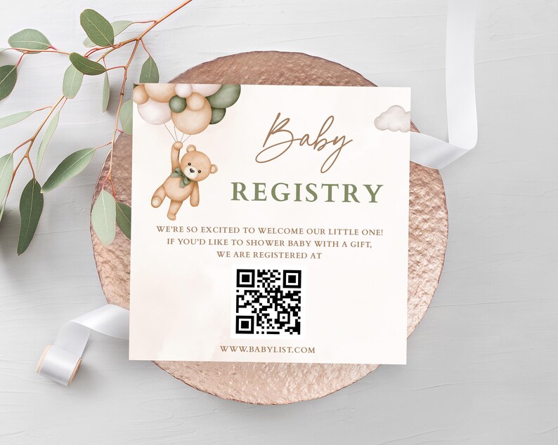 Sage Green Teddy Bear Thank You for Being Here Sign, Green Bear and Balloons Baby Shower Theme Gender Neutral, We Can Bearly Wait image 11