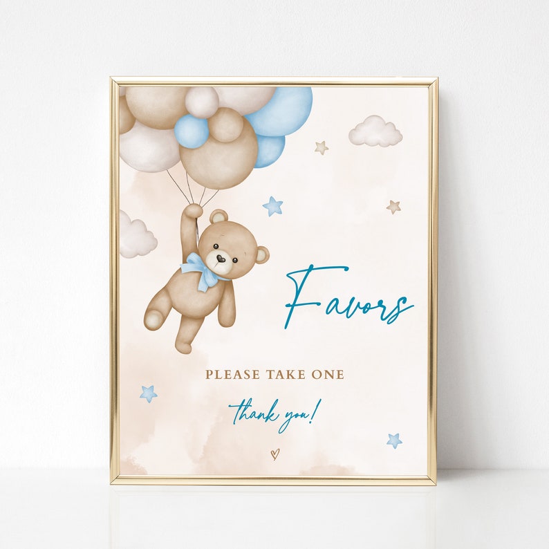 Blue Boy Teddy Bear Guess How Many Teddy Grahams are in the Jar Game Sign and Card Baby Shower Sprinkle We Can Bearly Wait Game Printable image 10